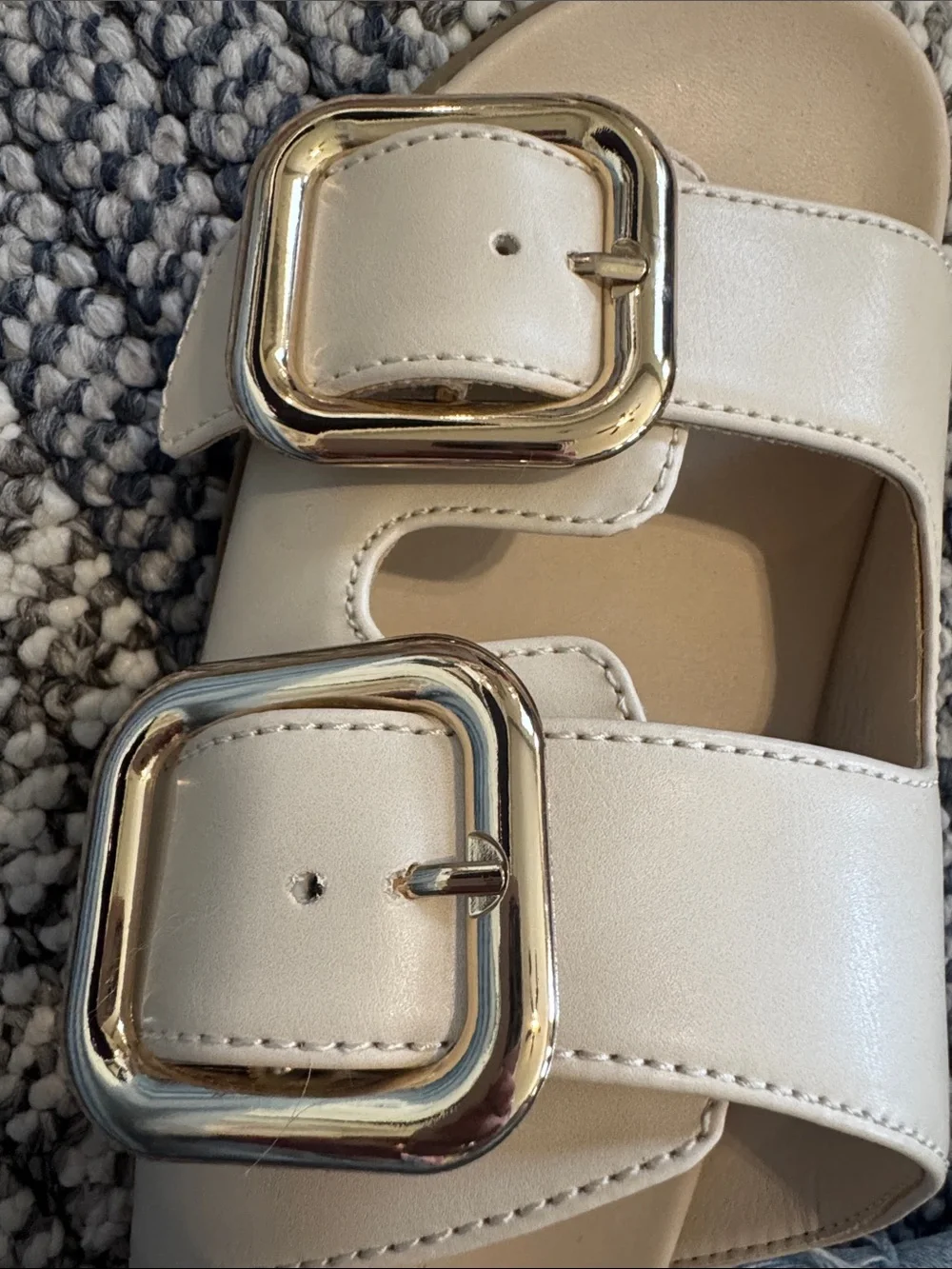 Universal Thread Cream Double Buckle Slide Sandals